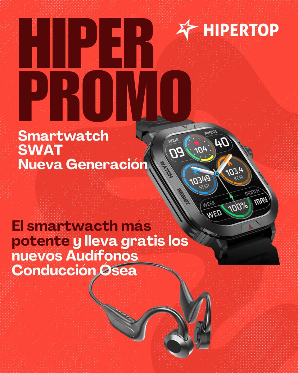 ⭐LLEVA GRATIS Audífonos Conducción Ósea Protección de Tímpano⭐ Con la compra del Reloj Inteligente SWAT Ultra Resistente 2025
